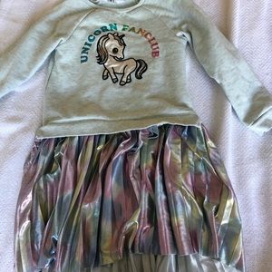 H&M unicorn shiny sweatshirt dress 4-6